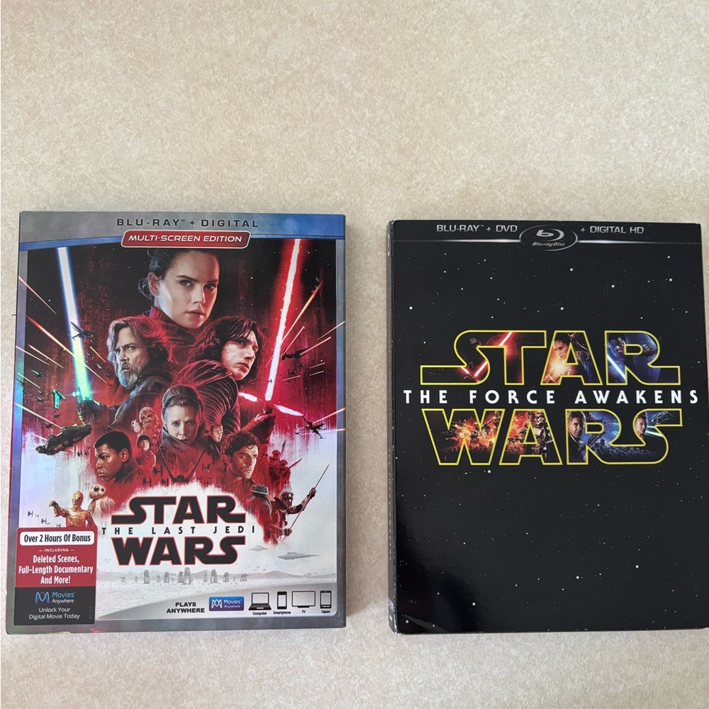 2 Movie Star Wars Blu-ray Set: The Force Awakens & The Last Jedi